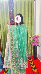 Stylish Cotton Unstitched Three Piece For Women