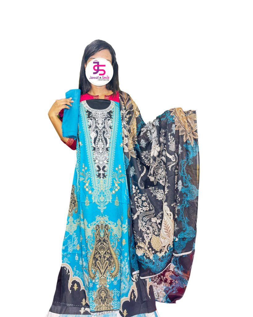 Al Karim Printed Cotton Lawn Unstitched Three Piece – Elegant & Comfortable Design
